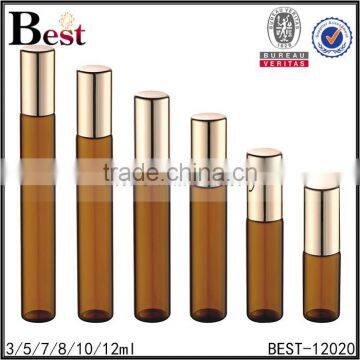Cosmetic Packaging Cost Price Amber Roll on Perfume Bottle Glass 3ml Gold Aluminum Cover Bottle Glass Bulk Buy From China photo-6