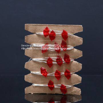 Red Lips Red Light Battery Operated Silver Wire Low Voltage High Brightness Night Light Decoration Home Holiday Lights photo-3