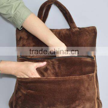 Multi Functional Quality Flannel Bag Model Car Travel Blanket Pillow With Memory Foam Pillow Inside photo-3