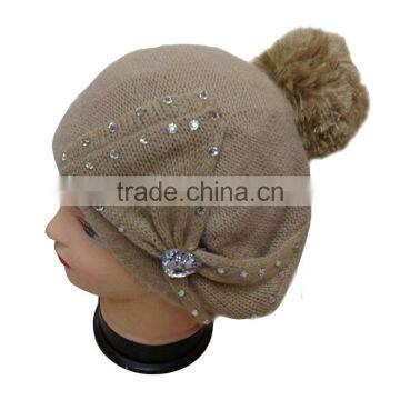beige angola wool hat