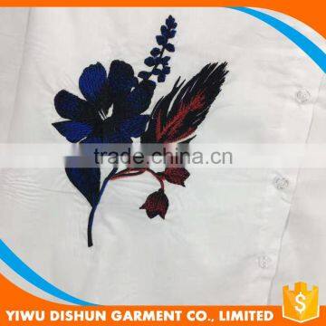 Women Latest Design Custom Long Sleeve Embroidered Collar Shirt photo-3