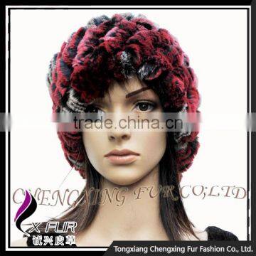 CX-C-68D Ladies Knitted Winter Neck Warmer/ Fashion Rex Rabbit Fur Hat photo-2