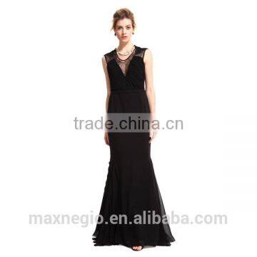 New V Neck Spaghetti Strap Online Univision Boutique Sequin Fabric Long Mermaid Evening Dress photo-3