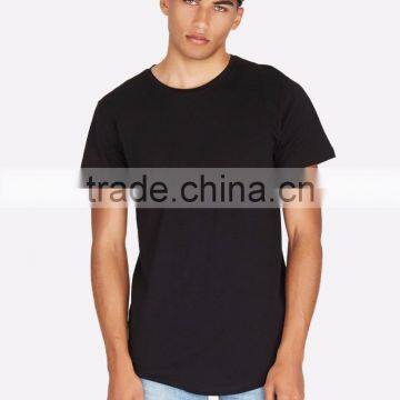 MGOO Latest Designs Mens Curved Hems T Shirt 100% Cotton Blank Longline Black T-shirts photo-3