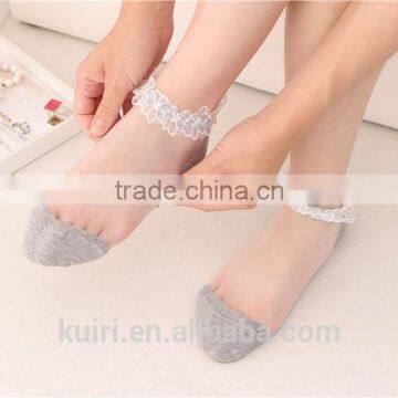 WS-48 Woman Japanese Sweet Lace Flowers Ultra-Thin Crytstal Silk Transparent Upper Cotton Bottom Princess Socks Ladies photo-5