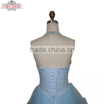 Custom A Line Halter Beading Wedding Dress photo-5
