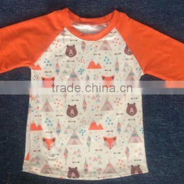 hot sale fox pattern kids baby 3/4 sleeve boys shirt