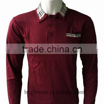 Men's contrast polo shirt with long sleeve for spring and autumn