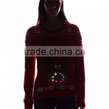 Women Reindeer Head Pattern Christmas Jumper Sweater photo-3
