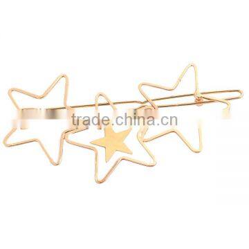 Hair Clips Findings Pentagram Star Gold Plated