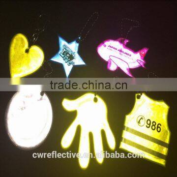 custom reflective PVC alibaba keychain / light reflecting keychain