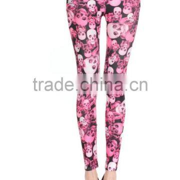 rose red skull milk silk printed skinny high elastic leggings pants