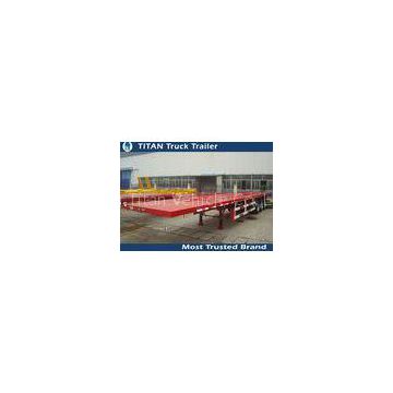 Tri - axle container semi flatbed trailers , red flatbed gooseneck trailers