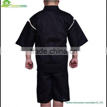 Japanese style fancy cute black pajamas for men cotton kimono style sleepwear men night gown bathrobe GVXF0002