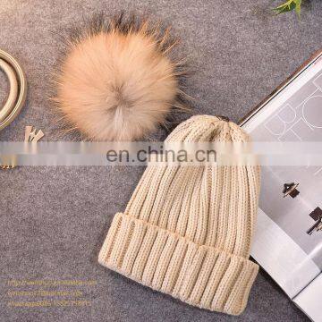 Wholesale Winter Acrylic Beanies Pompom Removeable Knitted Beanie Hat photo-3
