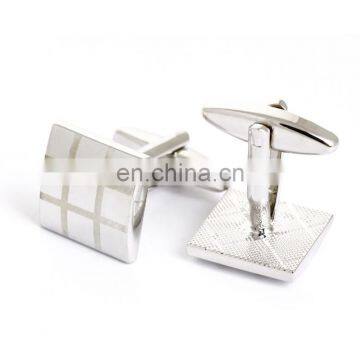 High Quality Grey Plaid Square Men Shirt Silver Cufflinks photo-4