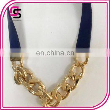 Fashion women's gold thick chain ribbon anti allergy long necklace for ladies