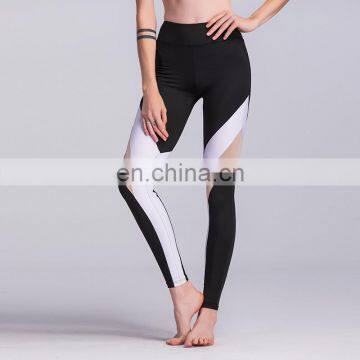 Fashion women yoga sports training gym color bolck fitness breathable leggings