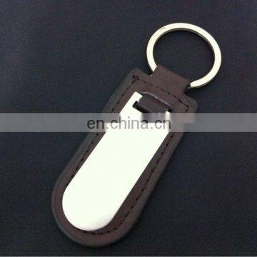 Leather with metal keychain