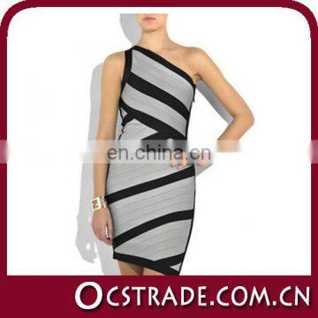 2014 grey stripes one shoulder cocktail dresses men