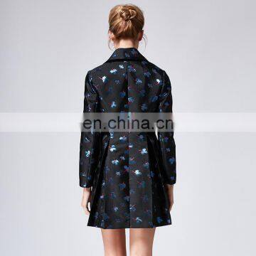Nuevos Productos 2017 Delicate Fashion Long Design Twill Fabric Ladies Trench Duffle Coat Woman