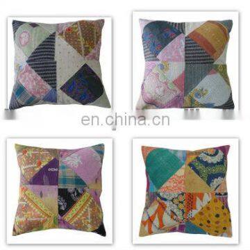 Vintage Kantha Throw Cushion Cover in Patchwork