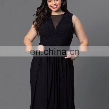 T-D094 New Arrival Pleated Solid Color Plus Size Stylish Fat Women Dress photo-2
