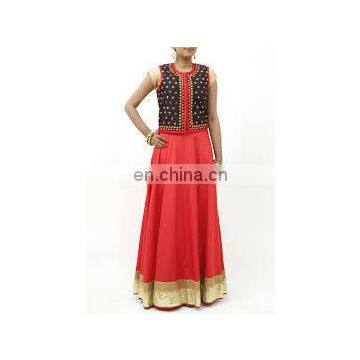 Indian Georgette Red Gotta Patti Lehenga Skirt Gyspy Bohemian Belly Dance Hippie Boho Skirts For Navratri With Tassel wholesale