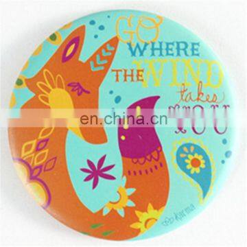 Custom portable plain one-way 75mm cartoon makeup mirror/pocket round metal mirror for promotion gifts