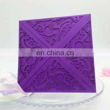 Custom wedding invitation cards purple