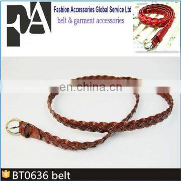 Brown Leather weave Belts with silver metal buckle BT0636