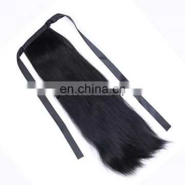 100% unprocessed indian remi virgin hair weave human hair drawstring ponytail