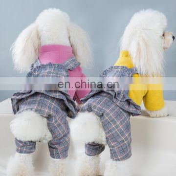 New autumn and winter dog four-legged coat thickened warm comfortable small dog Princess lace overalls pet clothes