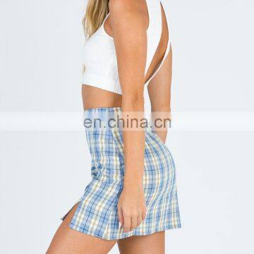 Hot Sale Amazon Skirt Side Split Ladies High Waist Plaid A-line 2020 Wholesale Summer Women's Bodycon Skirt