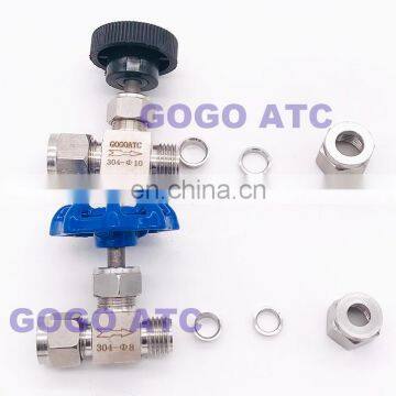 Adjustable Needle Valve OD 3 4 6 8 10 12 14mm 1/8" 1/4" 3/8" 1/2" Compression Double Ferrule Tube Stainless Steel 304 photo-5