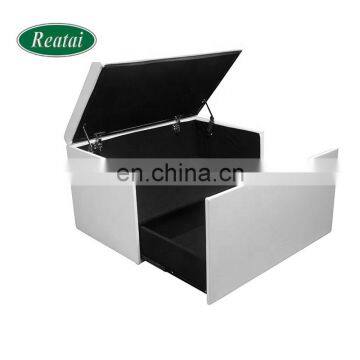 Reatai Home Furniture White PVC Fabric Change Fitting Room Folding Shoe Storage Visitor Bench Seat for Shoe Storage