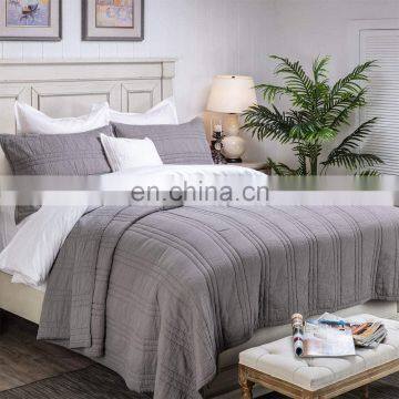 2 Layers Cotton Crinkle Gauze Stripe Embroidery Bedding Quilt photo-2