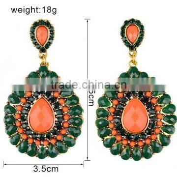 Water drop 2 gram gold beautiful designed earrings with cross cz stone bridal korea Arete dije colgado colgante para dama