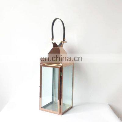 Solar outdoor waterproof lighting Powered Metal Glass Lantern (Middle Size)with LED candle light in new design