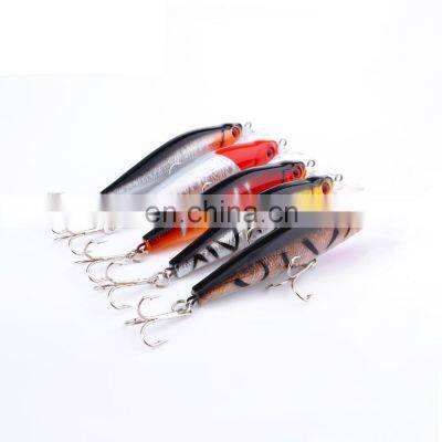 New arrival 9cm/7.6g 5 colors carbon steel 2X class strength Treble Shape Hook minnow fishing lure