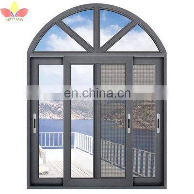 High Quality Aluminium Profile double glass sliding Arch Window