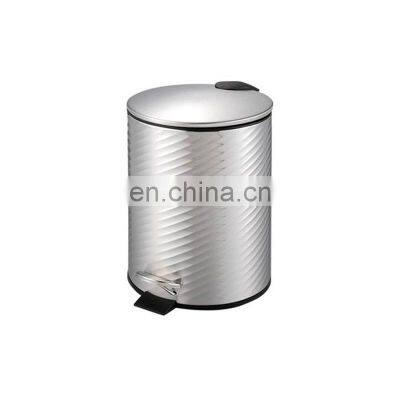 Bathroom Special Embossed Body Dustbin Stainless Steel Trash Can Thin Cover Mirror Satin Trash Bin photo-4