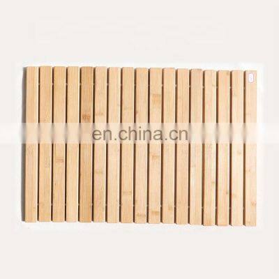 Hot Selling High Quality Natural Bamboo Shower Mat Non-slip Rubber Easy Drying Designed Bathroom Bamboo Floor Mat