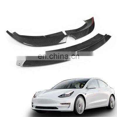 Top Selling For Tesla Body Kit Carbon Fiber ABS Blow Molding Front Lip For Model 3 Auto Parts