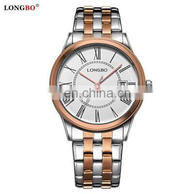 LONGBO 5096 Rose God Stainless Steel Band High Quality Newest Quartz Queen King Couple Watch