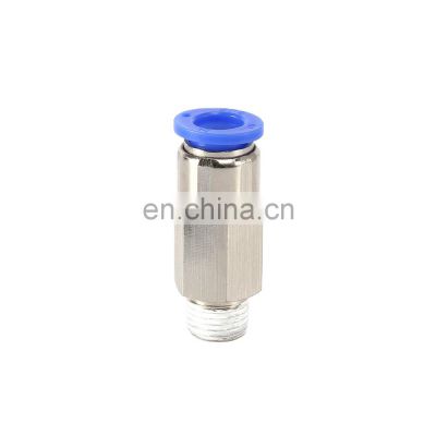 SNS KCC Series brass plated pneumatic straight male threaded one-touch air stop fitting