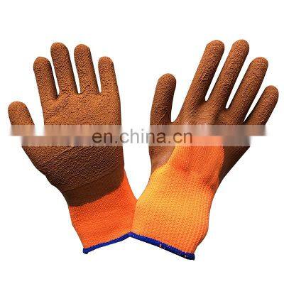 4SAFETY Hi Vis Orange Thermal Winter Latex Rubber Coated Gloves