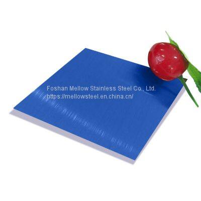 Original Factory Hotel Lift Clading Panels 1.0mm 304 4*8 Sapphire Blue Hairline Brushed Stainless Steel Plates