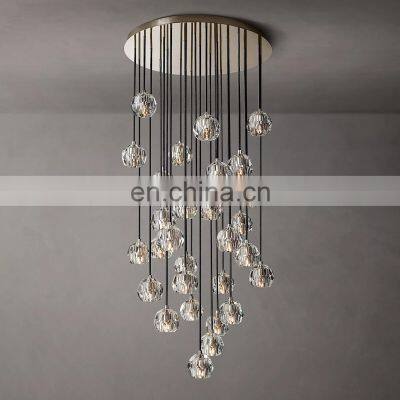 Modern Luxury Industrial Style Transparent Smoke Gray Crystal BOULE Raindrop Pendant Light for Living Room & Hotel Decoration photo-2