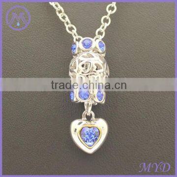 customized DIY purple crystal European beads pendant necklace